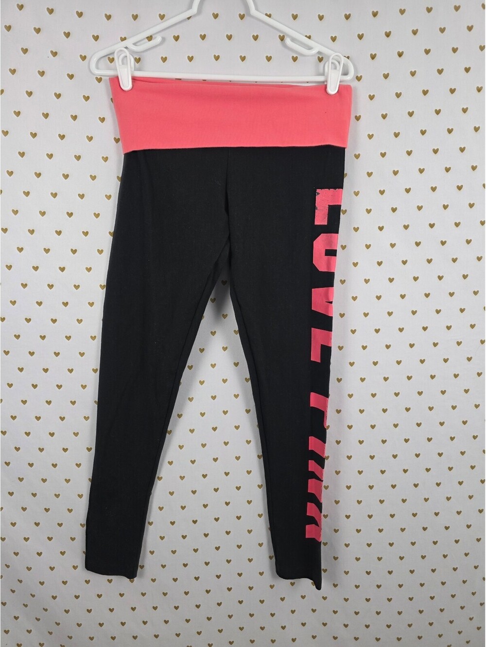 Victorias Secret PINK Foldover Logo Yoga Pants Ankle Skinny Medium